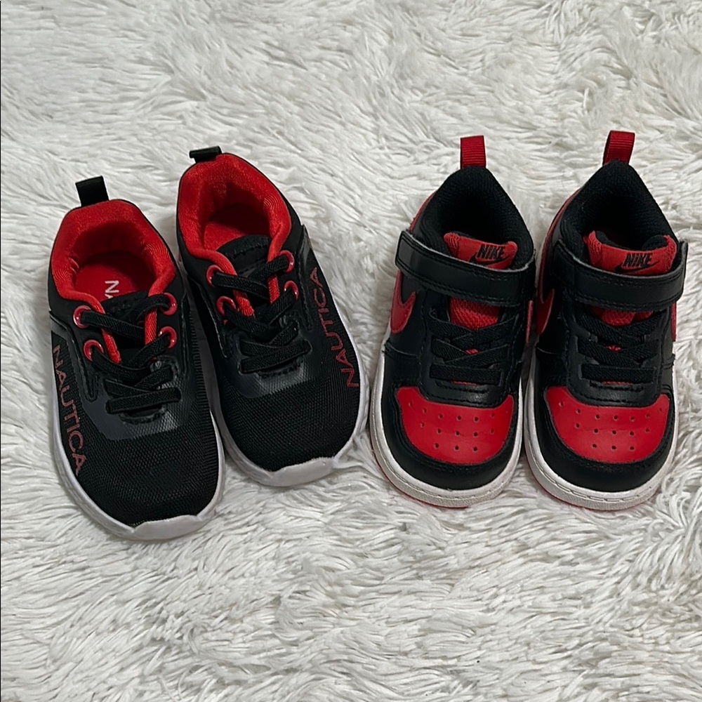 Nike Kids Black and Red Sneakers